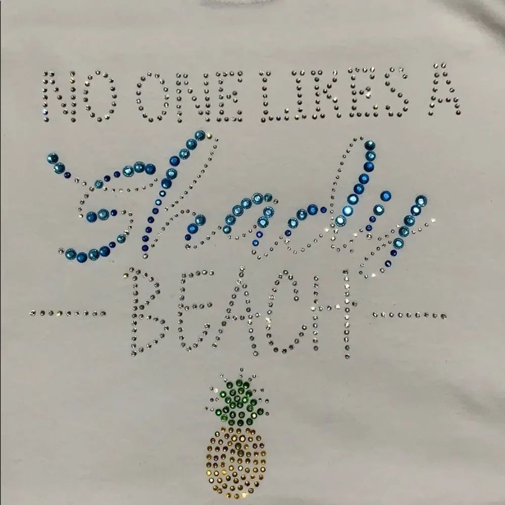 NNWT No One Like A Shady Beach Rhinestone Tee With Pineapple